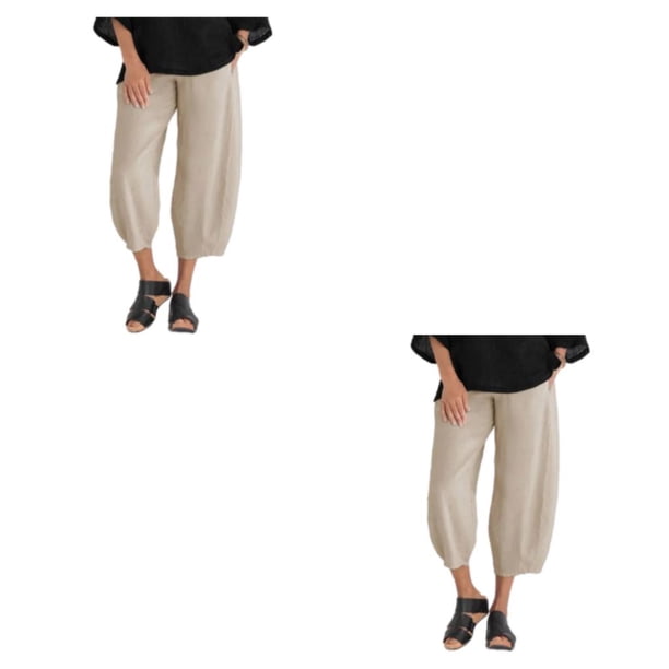 Sonducket Pantalones casuales ligeros y transpirables para mujer con cintura elástica. Los pantalones están hechos de algodón. Type4 NO4
