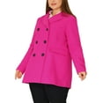 thumbnail image 3 of Women's Plus Size Notched Lapel Double Breasted Long Coat for Stylish Winter Wear 4X Hot Pink, 3 of 8