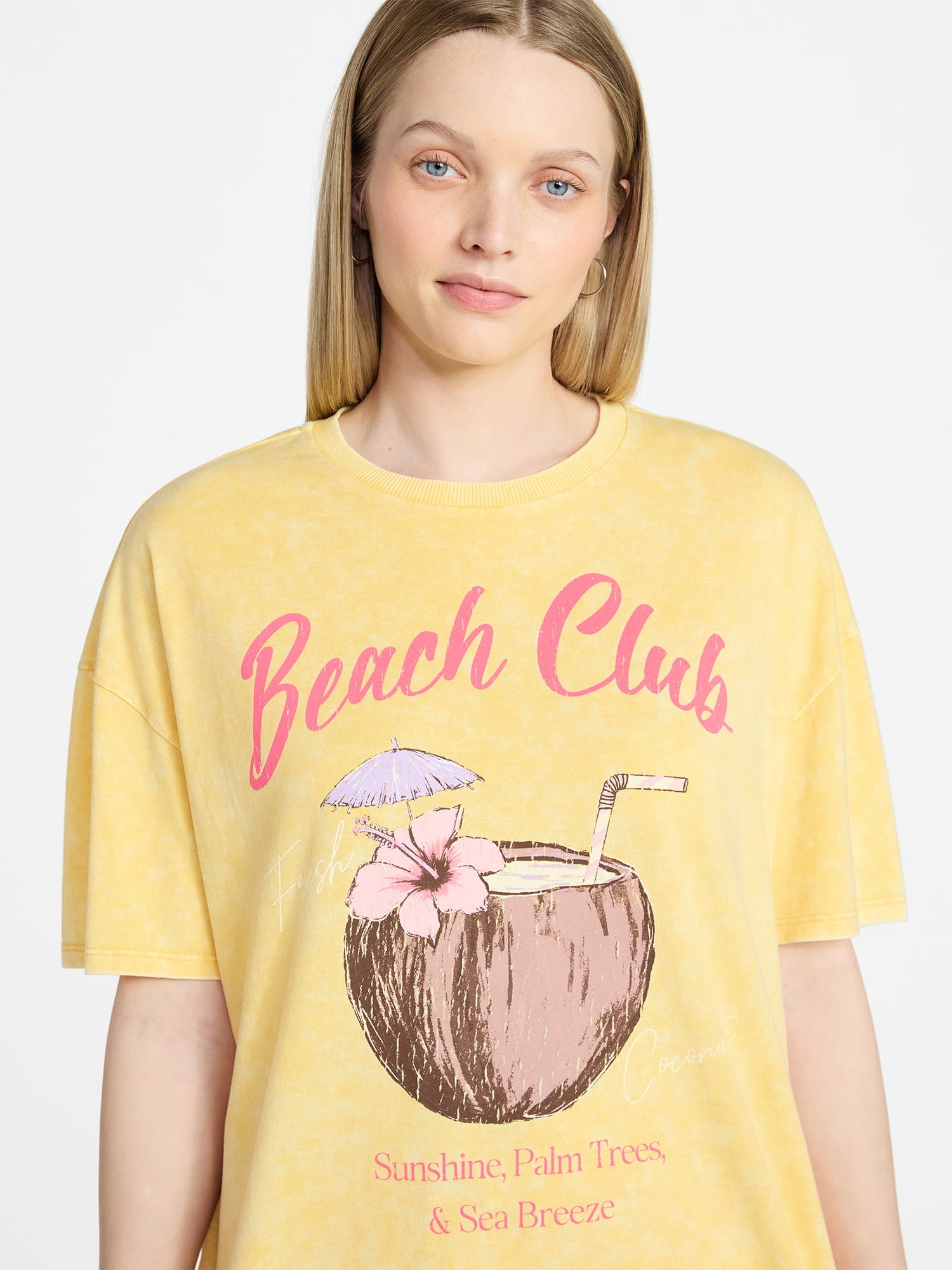 No Boundaries Graphic Oversized Boyfriend Tee, Women's XXS-XXL
