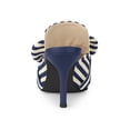 thumbnail image 4 of BLISSFUL STEP Women's Stiletto Heel Mules Pointed Toe Stripe Bow Slip-On Dress Shoes Deep Blue 6, 4 of 8