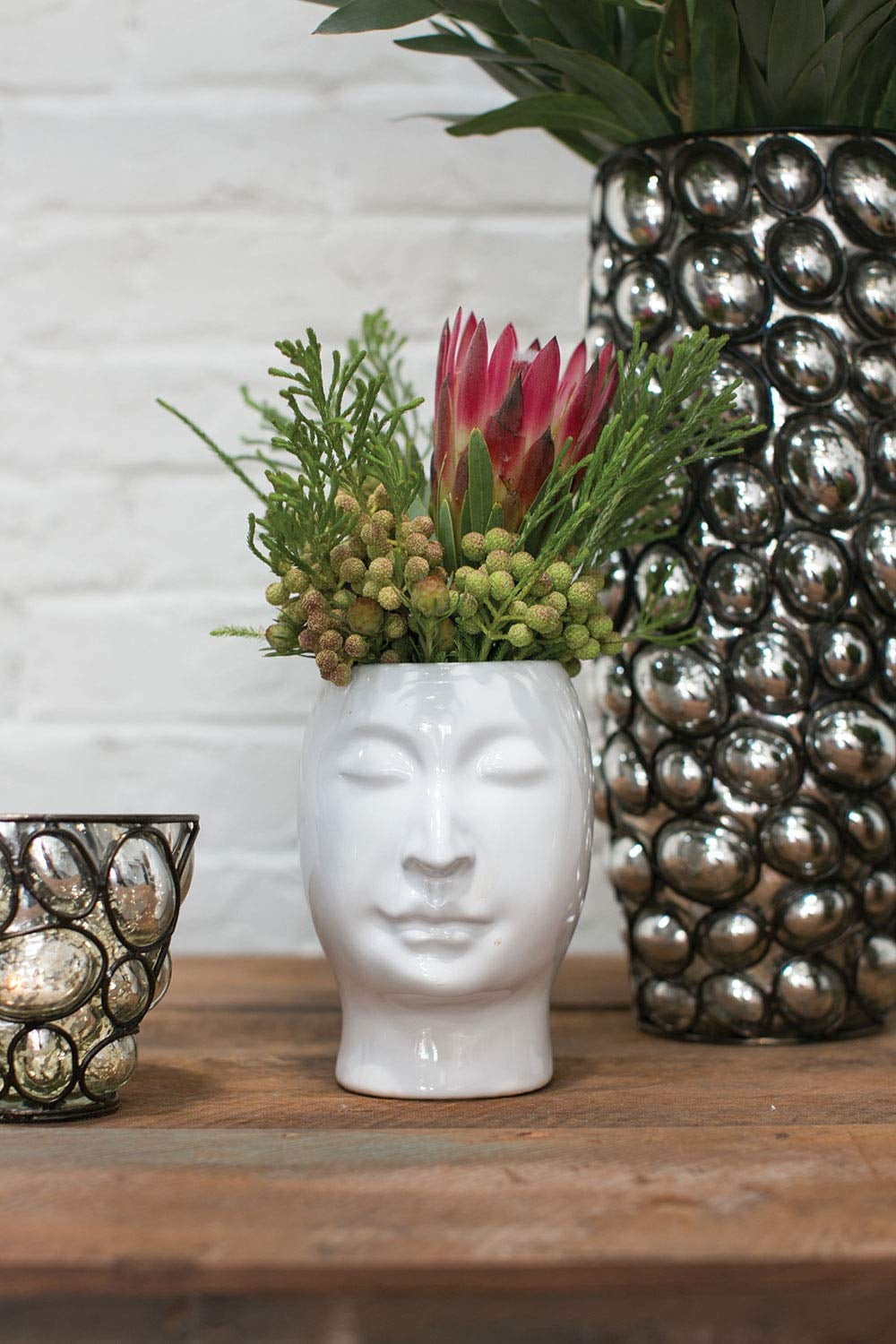 Accent Ceramic Beau Face Vase In White 6 75 Tall X 5 25 Wide Walmart Com Walmart Com