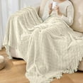 thumbnail image 6 of XEOVHV Knitted Throw Blankets for Couch and Bed, Soft Cozy Knit Blanket with Tassel, Lightweight Decorative Blankets and Throws, Farmhouse Warm Woven Blanket for Men and Women, 50"x71", 6 of 9