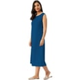 thumbnail image 2 of eloria Women Tunic Top Maxi Sleevless Round Neck Casual Dress Color : Blue 2 Size : 3XL, 2 of 6