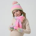 thumbnail image 6 of Eltusu Girls Hats Scarves Gloves Sets, Soft Winter 3 Pieces Beanies Scarves Mittens Sets 3-10 T Size Acrylic, 6 of 8