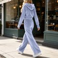 thumbnail image 4 of Mifsaly Women's Velour Tracksuit Set 2 Piece Elastic Waist Full Zip Hoodies And Wide Leg Pants Fall Daily Athletic Warm Lounge Matching Outfits, 4 of 8