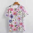 thumbnail image 3 of Floral Colorful Flower T Shirts Basic T-Shirt Short Sleeve Ladies Tee Shirt Summer Graphic Clothing, 3 of 6