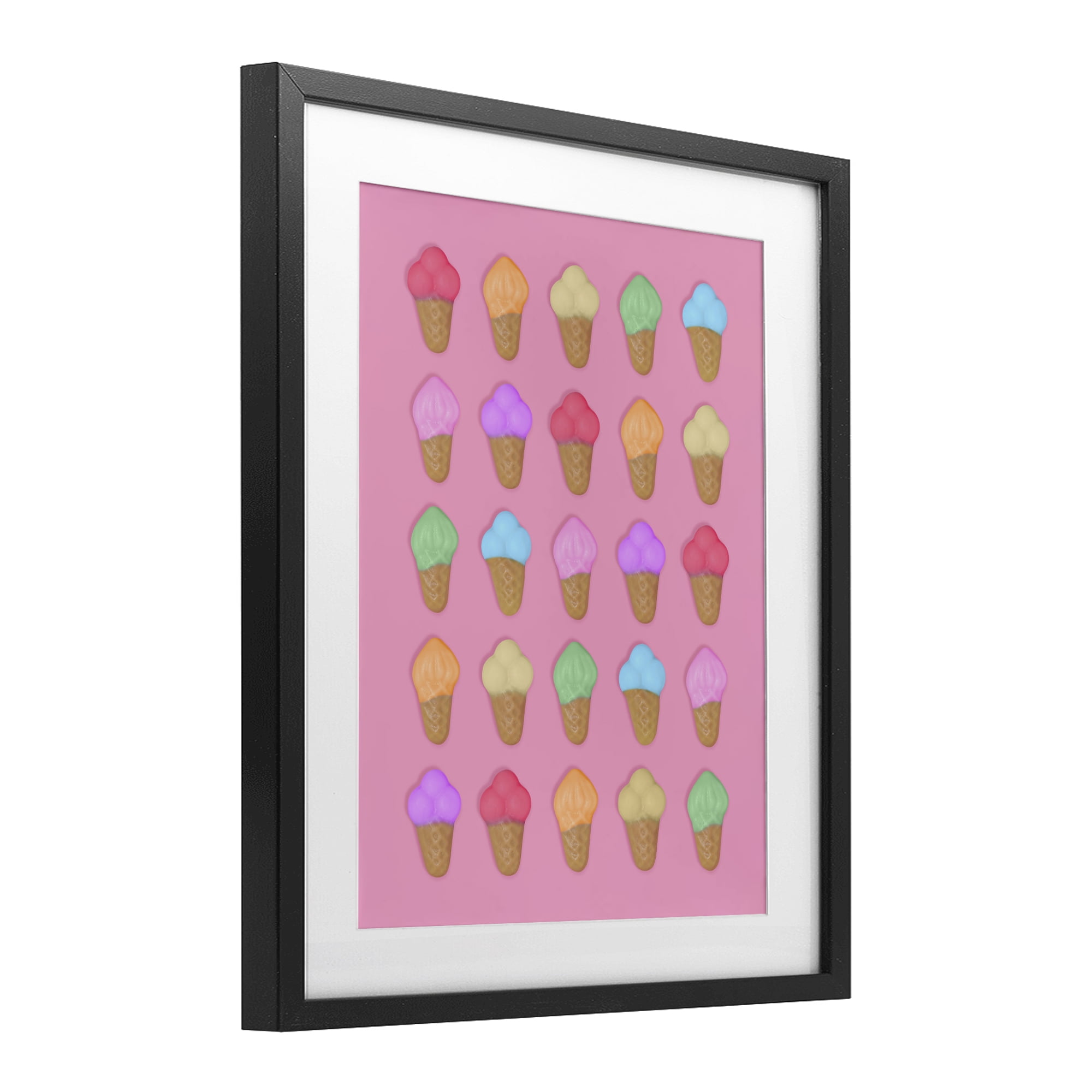 Stupell Industries Ice Cream Candies on Pink Black Framed Print Under Glass, design by LISH Creative