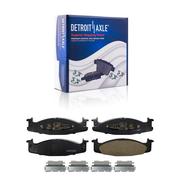 Detroit Axle - Front Ceramic Brake Pads w/ Hardware Replacement for Ford F-150 Bronco E-150 Econoline Club Wagon - 2pc Set Fits select: 1994-1996 FORD F150, 2003 FORD ECONOLINE E150 WAGON