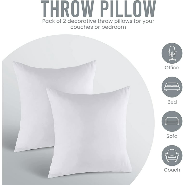 Utopia Bedding Throw Pillows Insert Pack of 2, White - 20x20 Inches