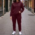 thumbnail image 5 of Sweatsuits for Women Set 2 Piece Jogging Outfits Long Sleeve Hoodie Sweatshirt Sweatpants Tracksuit Wine M, 5 of 7