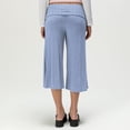 thumbnail image 7 of Women Fold Over Gauchos Capri Casual Low Rise Wide Leg Cropped Pants Summer Striped Yoga Culottes Going Out Yoga Capri Dark Blue 2XL, 7 of 7