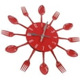 thumbnail image 2 of Kitchen Cutlery Wall Clock with Forks and Spoons for Home Decor - Red, 2 of 8