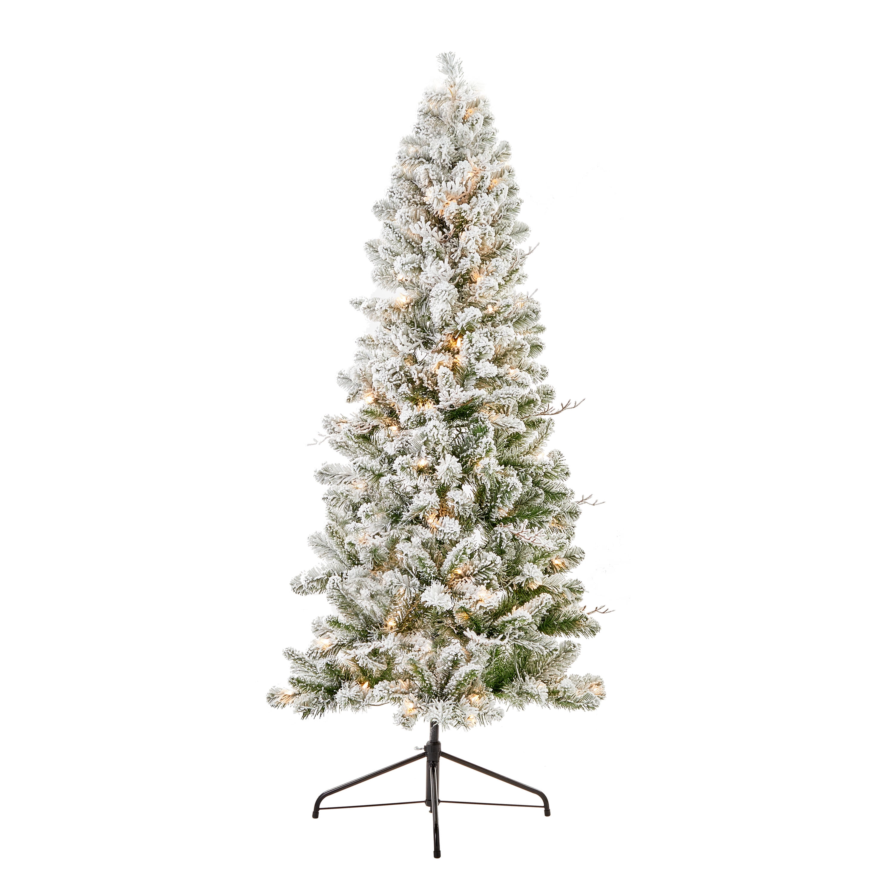 Holiday Time 6ft Pre Lit Flocked Stratford Half Christmas Tree Clear Green 6 Walmart Com
