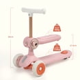 thumbnail image 2 of 3 Wheel Scooter For Kids, 2-In-1 Folding Toddler Scooter ,Scooter With Adjustable Handlebar And Folding Seat, Ride On Toys With Music Led Lights Rear Brake For Boys Girls Ages 3-5 ,Kids Gift（Pink), 2 of 9