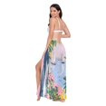 thumbnail image 3 of FORMRS Womens Long Sarong Beach Wrap Semi-Sheer Bikini Skirt Bathing Swimsuit Cover Up, Floral Seaside, 3 of 7