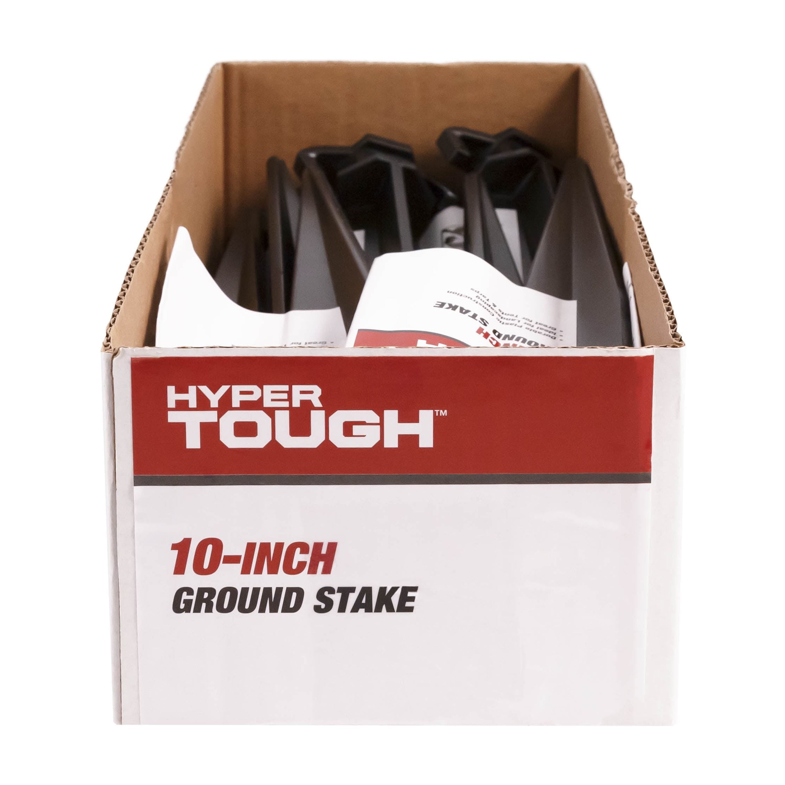 (5 pack) Hyper Tough Item# GS10-10HT, Plastic Ground Garden and Tent Stake, Black 10" Length, 1 Each