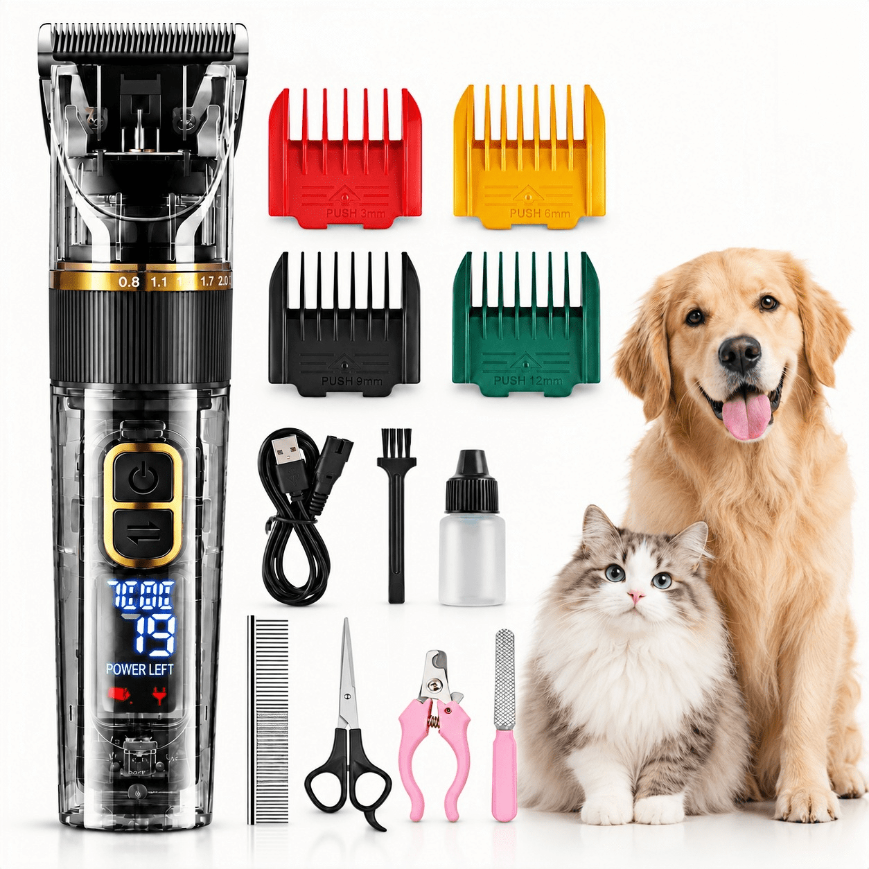 Oster Turbo A5 1-Speed Pet Grooming Kit, Dog/Cat Clipper with 10