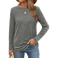 thumbnail image 6 of MLDRA T Shirts for Women Long Sleeve Thin Loose Shirts Crewneck Comfy Casual Basic Fall Tops Loose Fit Clothes Gray, 6 of 7