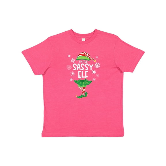 Inktastic Funny Christmas I'm the Sassy Elf with Shoes and Hat Youth T-Shirt