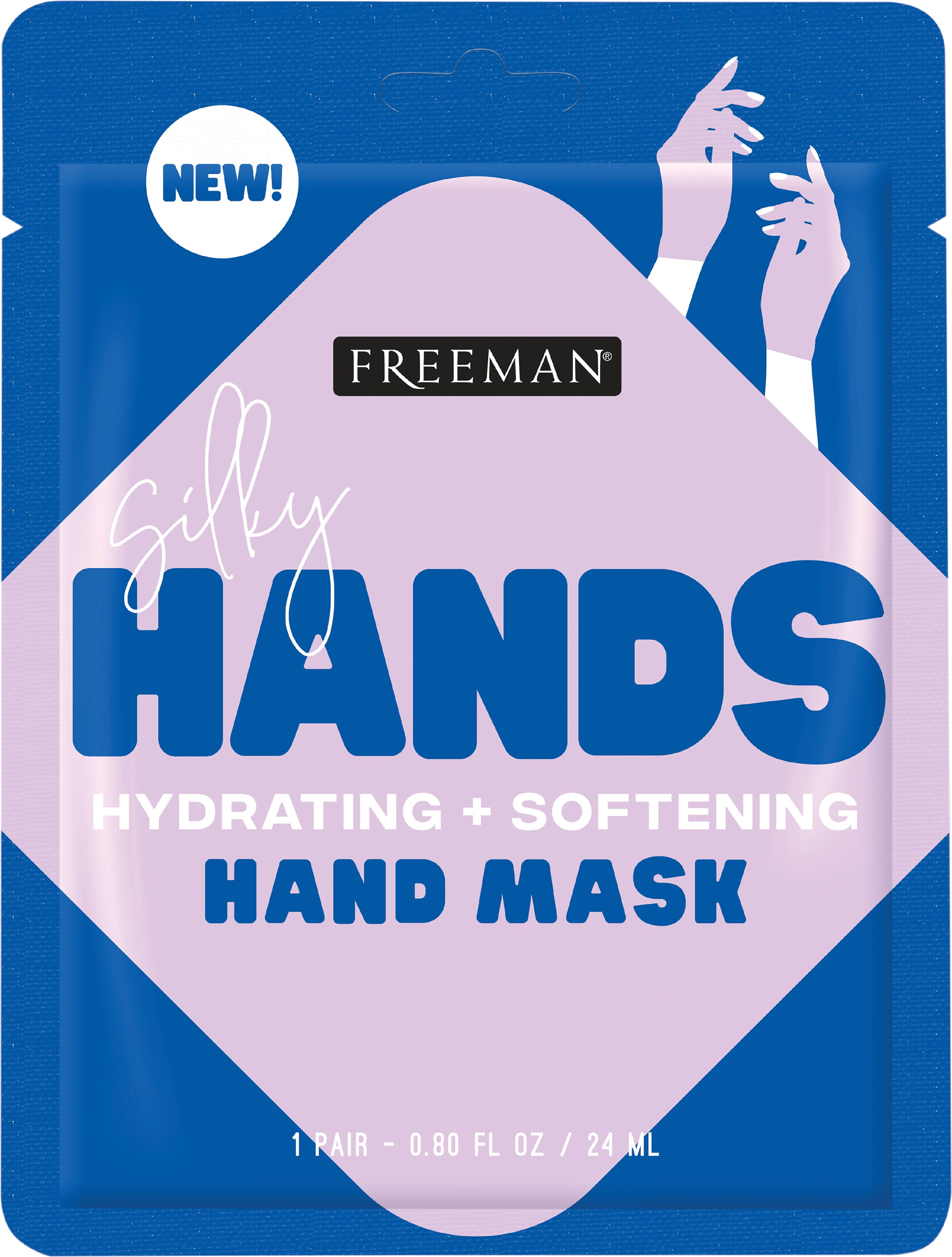Freeman Silky Hands Sheet Mask, Coconut and Rose Oil Extract, Hydrate and Soften Skin, 1 Count