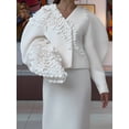 thumbnail image 6 of Business Suit Sets for Women 2 Piece Outfits Floral Applique Peplum Tops Pencil Midi Skirt Set White S, 6 of 8