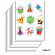 10 PACK: Birthday and Celebrations Edible Sticker Sheet (3.5 in x 4.75 in) - 9 edible images per sheet