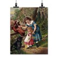 thumbnail image 2 of Print: Two Young Girls With Horse And Dog, 1873, 2 of 4