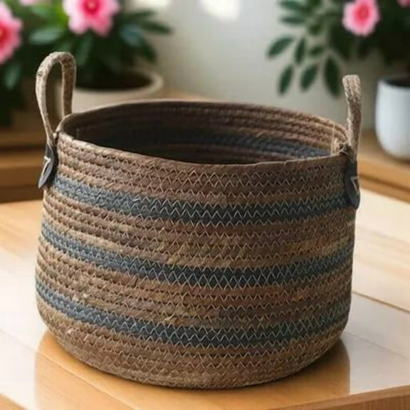 BESTOYARD Versatile Woven Storage Basket for Laundry Clothes and Sundries with Rustic Design