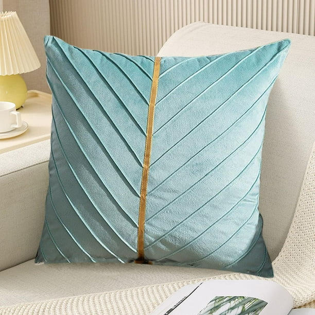 Funda de almohada plisada de terciopelo 45x45cm | Funda de cojín de terciopelo PV acolchado de color sólido • Cremallera oculta • Soporte lumbar de oficina duradero • Cabecero, sofá, protección de