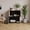 Grooved black door, variant on Double Cat Litter Box Enclosure, 2 Level Dual Litter Box Furniture with Scratching Post and Litter Mat, Cat Litter Box Furniture for 2 Litter Boxes, Fit Most of Litter Boxes