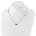 thumbnail image 3 of Diamond2Deal 925 Sterling Silver Rhodium-plated Brilliant-cut Green Glass and Brilliant-cut White CZ Halo Necklace for Women 18", 3 of 5
