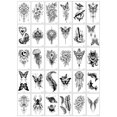 thumbnail image 1 of Pegatina de tatuaje temporal con diseño de flor y dibujo de mariposa con sentido avanzado, color blanco y negro, para cubrir cicatrices y rosas, 1 of 1