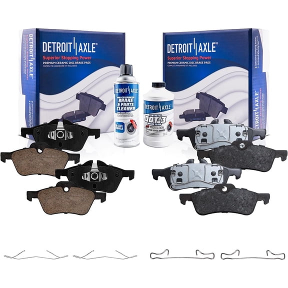 Detroit Axle - Brake Pads for 2002-2008 Mini Cooper Front and Rear Ceramic Brake Pads with Hardware 2003 2004 2005 2006 2007 Replacement