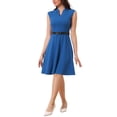 thumbnail image 2 of Vestido de trabajo INSPIRE CHIC para mujer, corte acampanado, vestido de negocios de manga corta 2024, L azul, 2 of 5