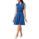 thumbnail image 2 of Vestido de trabajo INSPIRE CHIC para mujer, corte acampanado, vestido de negocios de manga corta 2024, M azul, 2 of 5