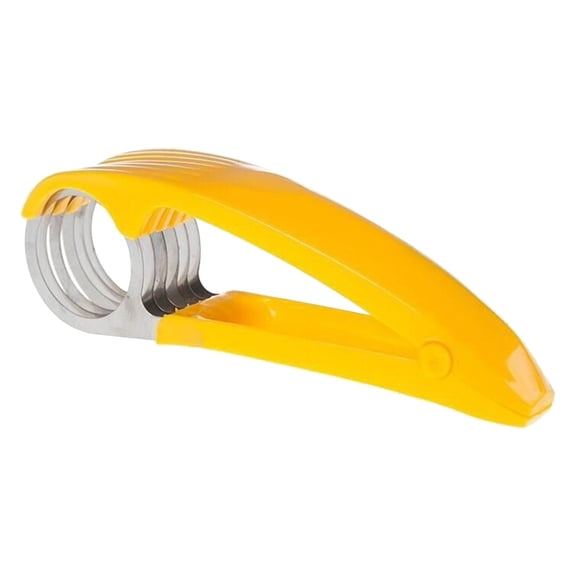 Banana Slicer, Stainless Steel Fruit And Vegetable Salad Peeler Cutter Kitchen Tools for Banana,Strawberry, Grape, 7X2In (Yellow1)