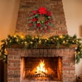 thumbnail image 4 of BUTASY Christmas Wreath Christmas Rattan Wreath Decoration Artificial Poinsettia Pines Branches And Berries Door Hanging Wall Decoration Holiday Decorative Wreath, 4 of 6