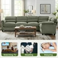 thumbnail image 4 of Bonzy Home Convertible Sectional Sofa, L‑Shaped Couch, Ultra‑Comfort Seating – Configurable for Living Room & Family Room; Green, 4 of 8
