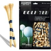 CHAMPKEY Premium 3-1/4" Bamboo Golf Tees Pack of 120 | High Durability and Stability Golf Tees
