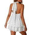 thumbnail image 5 of TaTaai Womens Casual Halter Dress Backless Sheer Mesh Detail Solid Color A Line Sleeveless Flowy Midi Dress Soft Comfortable for Summer Daily Party Gift, 5 of 7