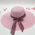 thumbnail image 2 of TRUBKH Womens Sun Straw Hat Floppy Sun Hat Sun Hats Wide-brimmed Hat Straw Hat Summer Boho Hat Beach Hat Travel Bucket Hat Oversized Beach Hat Mesh Hat Summer Sunhat Pink One Size, 2 of 3