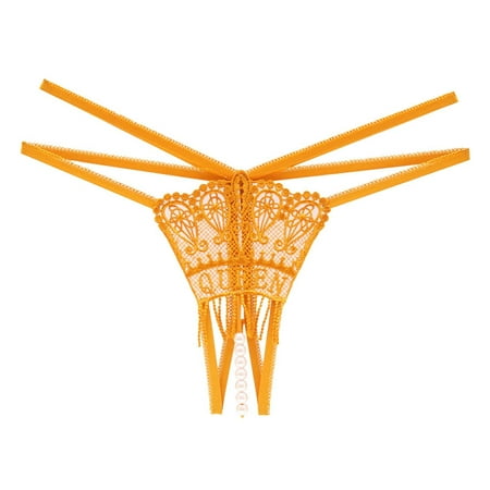 zuwimk Cotton Thongs For Women Women s Low Rise Micro Back Thong Panty Underwear Yellow One Size