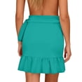 thumbnail image 4 of DORKASM Women's Wrap Skirt Swim Cover-Up with Ruffle Hem - Sarong for Elegance Turquoise XL, 4 of 5