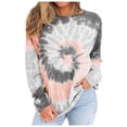 thumbnail image 1 of Fridja Womens Tie-dye O-neck Gradient Contrast Color Long Sleeve Top Pullover Sweatshirt, 1 of 8