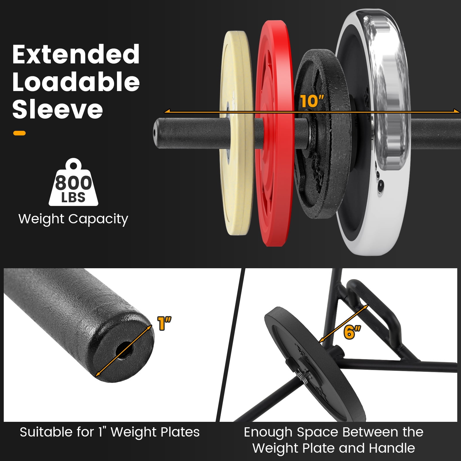 Gymax Heavy Duty Olympic Hex Trap Bar w/ Flat or Raised Knurled Handles for Squats