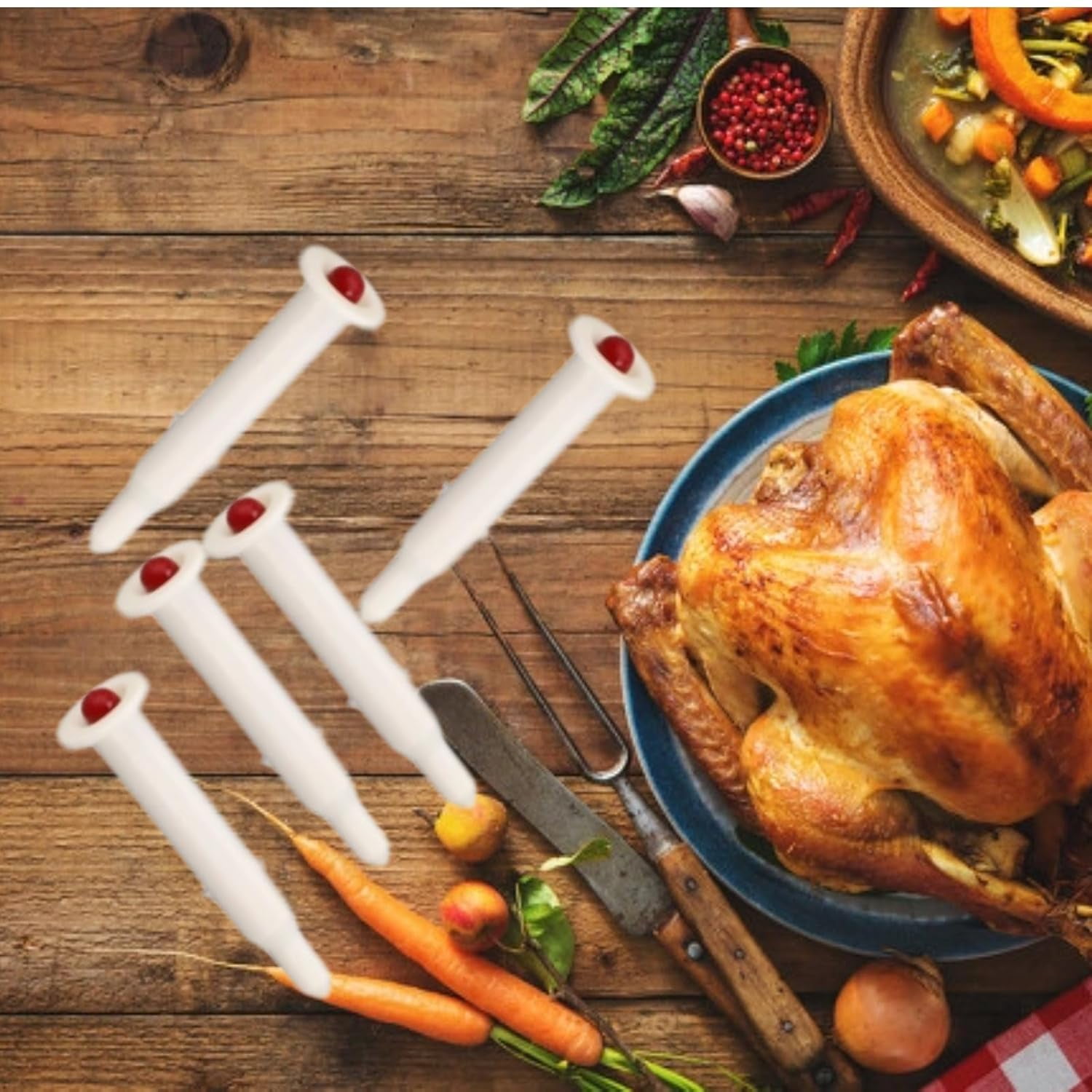 20Pcs Turkey Timer Thermometer, Pop Up Cooking Thermometer, Disposable Cooking Thermometer for Oven Cooking Poultry Turkey Chicken Meat Beef