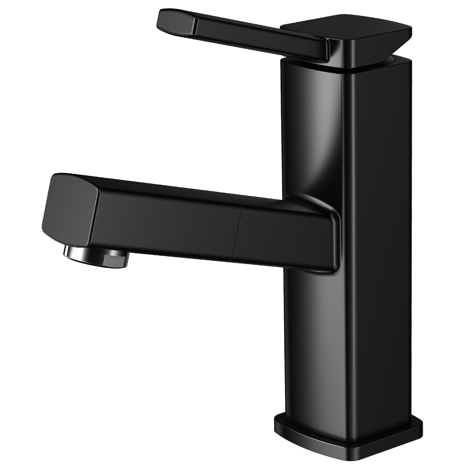 Bathroom Faucet, Fountain Single Handle Black Bathroom Sink Faucet with Pull Out Sprayer, Three