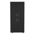 thumbnail image 5 of Xukmct 4 Doors Clothes Storage Cabinet with 6 Shelves and 2 Hanging, 70" Tall Armoire for Bedroom, Living Room, Black, 5 of 7