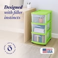 thumbnail image 2 of Homz Clear Plastic 3 Drawer Medium Home Storage Container Tower w/Wheels, 2 of 7