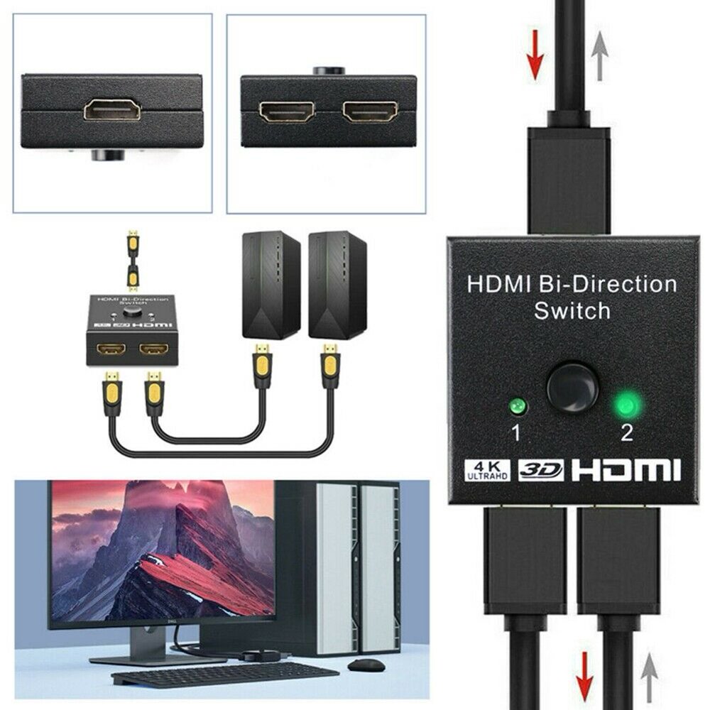 HDMI Switch Switch Splitter Distributor 2 Port 1 IN 2 OUT 4K 3D HD 1080p